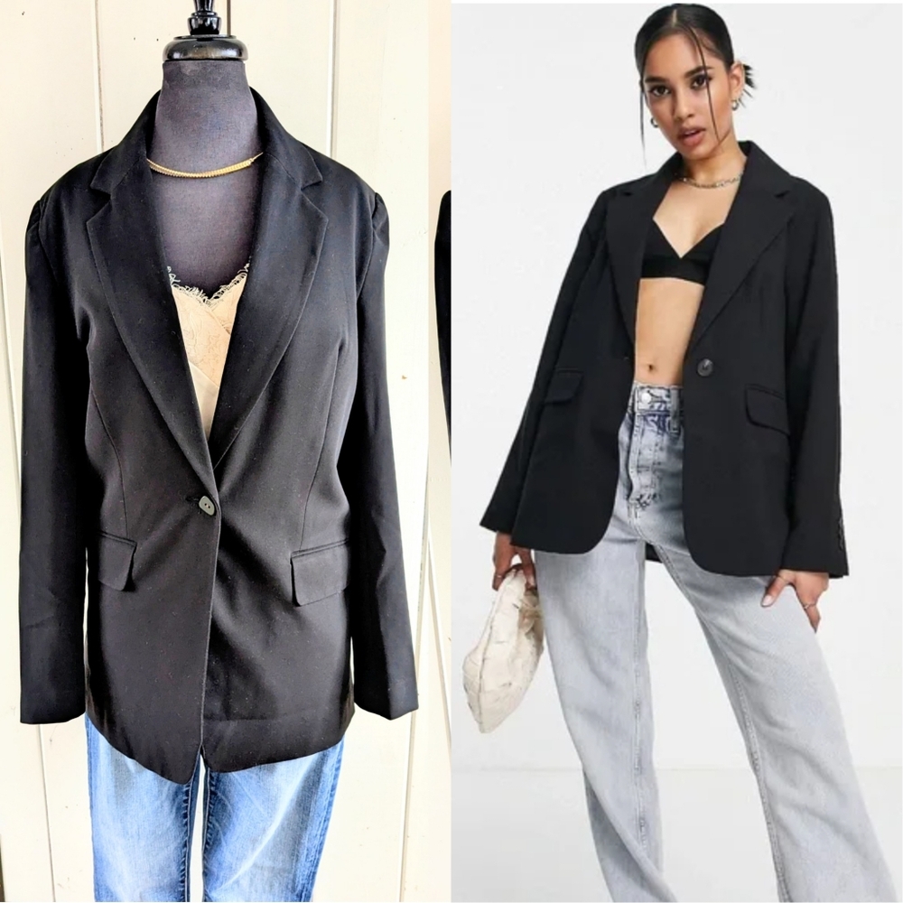 Topshop Black Oversized Single-Button Women's Blazer sz 4